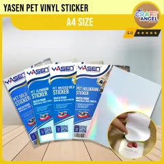 Yasen Transparent Vinyl Sticker Paper Waterproof A4 Size (20 Sheets)