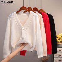 Sweater cardigan womens coat spring and autumn new Korean version loose V-neck short shawl trendy sweater outer