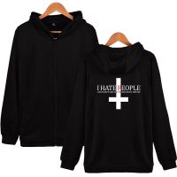 Alimoo I Hate People เสื้อกันหนาวมีฮู้ดแขนยาวสำหรับผู้ชายและผู้หญิง Unisex Zipper Hoodie ขนาดใหญ่ 4XL