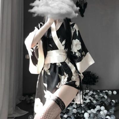Terno ชุดนอนสตรีแบบ Pambahay,ชุดนอนผู้หญิงชุดนอนญี่ปุ่นกิโมโนผ้าชีฟองชุดชั้นในเซ็กซี่ไหม Lce พิมพ์ลายเพ็นเซทาคันเสื้อคลุมยาวชุดใส่กลางคืน