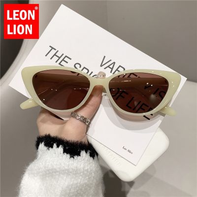 LeonLion แว่นตาคุณภาพสูงแว่นตามียี่ห้อแว่นกันแดดสตรีหรูหราทรง Cateye ขนาดเล็กสำหรับผู้หญิง/ผู้ชายกระจก Gafas De Sol Mujer 2023