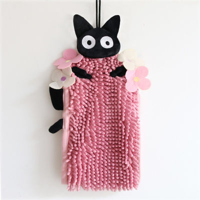 Fashion Totoro Embroidery Cherry Lovely Cat Chenille Hanging Towel Hand Towels Towel Home Textile 15cm*28cm