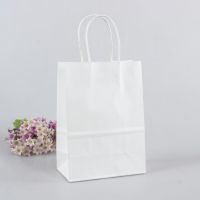 10PCS DIY Multifunction Simple Elegant White Kraft gift bag 21x15x8cm packing bags Christmas gift bag with handle