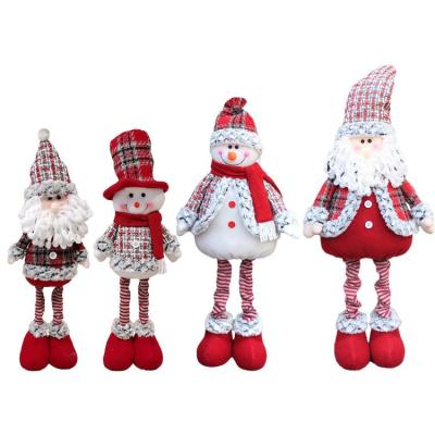 Christmas Plush Doll Retractable Long Legs Large Doll Christmas Elk Decoration Large Standing Santa Clause Snowmen for Christmas Ornaments suitable