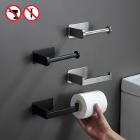 New Stainless Steel Toilet Roll Holder Self Adhesive in Bathroom Tissue Paper Holder Black Finish Easy Installation no Screw Toilet Roll Holders