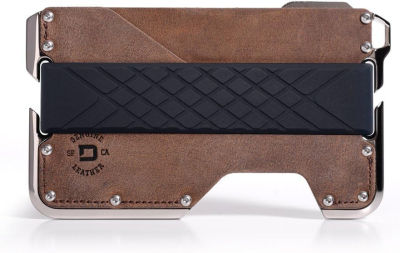 DANGO PRODUCTS Dango D02 Dapper 2 EDC Wallet - Made in USA - Genuine Leather, Nickel-Plated, Slim, Minimalist, Metal, RFID Blocking Rawhide/Polished Nickel