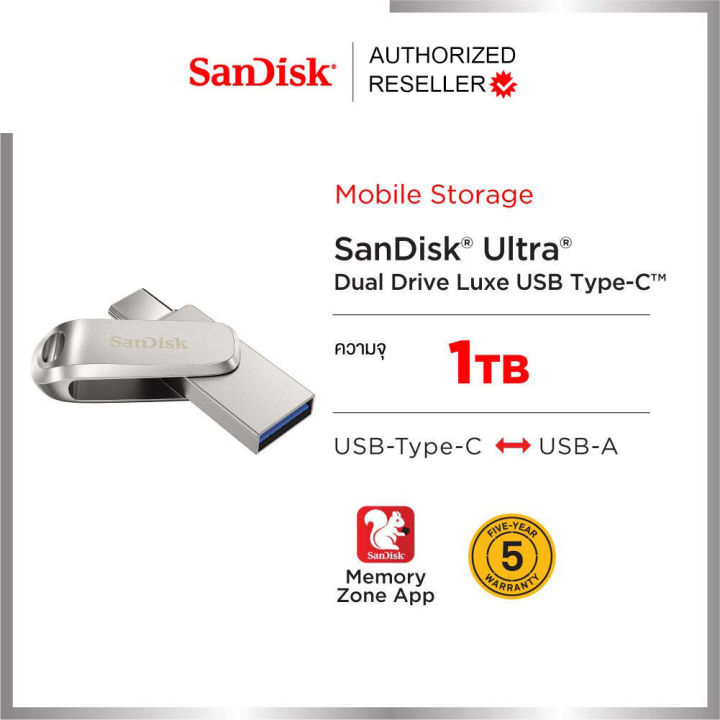 sandisk-ultra-dual-drive-luxe-usb-type-c-1tb-sdddc4-1t00-g46-แฟลชไดรฟ์-ไดร์ฟotg-สำหรับโทรศัพท์-แทปเลท-tablet-ipad-pro