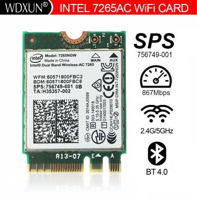 7265NGW M.2 867M 802.11ac Wifi + บลูทูธ4.0การ์ด WLAN 867Mbps Intel 7265AC สำหรับ HP 756749-001 Eliteebook 850การ์ดเชื่อมต่อเครือข่าย LWK3825 G2