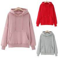 Solid Color Hoodie Plain Oversized College Sweatshirt For Couples Women Straight Poleron Casual Wear Kangaroo Pocket Hoodie Rope