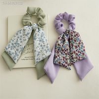 ◑☫ Purple Hair Rope Floral Bowknot Scrunchies Hair Accessories Double Bow Ponytail Holder Hair Ties Long Ribbon Sweet Headwear 2022