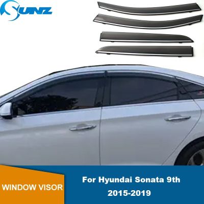 คิ้วกระจกรถสำหรับ Hyundai Sonata 9Th 2015 2016 2017 2018 2019หน้าต่างช่องระบายอากาศม่านบังแดดกระจกกันฝนแผงกันลมติดกระจกรถยนต์กันน้ำฝน