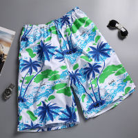 2023 New Original Beachwear Mens Large Quick Drying Loose Thin Five Cent Mens Shorts Sports Casual Floral Pants Popular White Coconut Tree