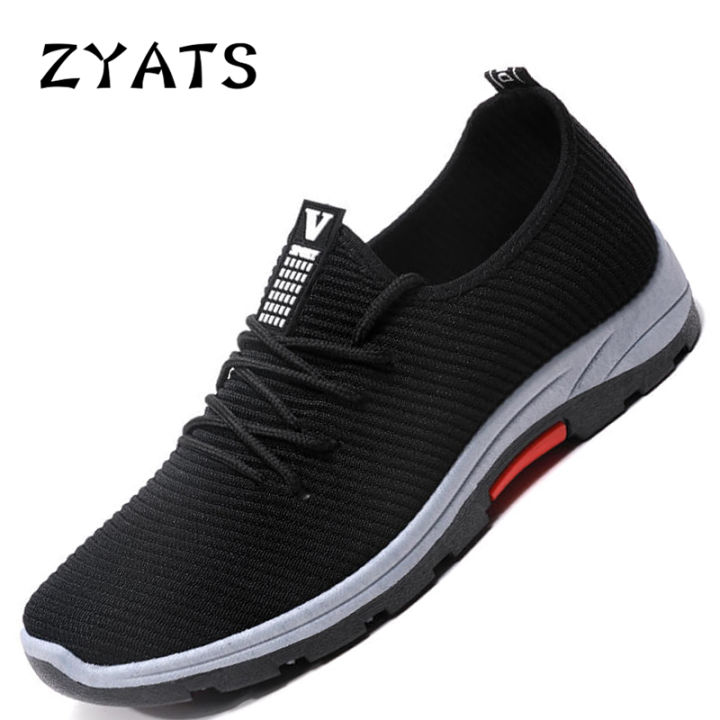 zyats-รองเท้ากีฬาผู้ชาย-รองเท้าเดินป่าขี้เกียจรองเท้าวิ่งผ้าตาข่ายถักทอ