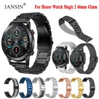 （A Decent035）สายโลหะสำหรับ Honor Magic Watch 2 46มม. สายรัดข้อมือสแตนเลสสำหรับ Huawei Honor Magic Watch 2 42มม. 46มม. Correa Band