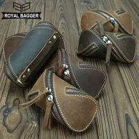 Royal Bagger กระเป๋ากุญแจรีโทรสำหรับผู้ชายและผู้หญิง,กระเป๋าใส่เหรียญหนังเครซี่ฮอร์สลำลองมัลติฟังก์ชัน