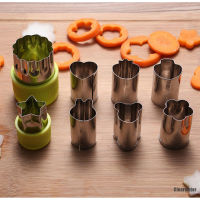 (Clearwater) 8pcs Set Cetakan Pemotong Buah Sayuran Kue Kering Bentuk Bunga Bahan Stainless Steel Untuk Dapur