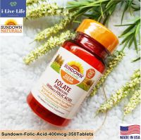 กรดโฟลิก Folic Acid 400 mcg 350 Tablets - Sundown Naturals #โฟเลต วิตามินบี9 B9 B-9 โฟลิค Folate 666mcg DFE