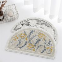 【CC】◆■❄  Semicircle Floral Shower Microfiber Bathtub Floor Door Entrance Mats Rug Doormat for Tapis Salle De Bain