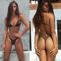 ชุดว่ายน้ำหญิง Sexy New Women Swimsuit Sexy Leopard Bikini Summer Beach Bikini Set Ladies 2 PCS Holiday Swimwear Leopard Swimsuit Hot Sale83124