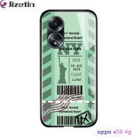 Jizetin OPPO A58 4G ครีเอทีฟตั๋วเครื่องบินระหว่างประเทศเคสโทรศัพท์ตั๋วเครื่องบินกันกระแทกกระจกเทมเปอร์เคสคลุมทั้งหมด