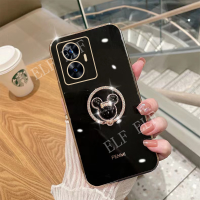 เคสโทรศัพท์ยอดนิยมใหม่สำหรับ REALME C55 NFC ซิลิโคน TPU แบบนิ่มปลอกโทรศัพท์มือถือ Hp OPPO Realme C55แวววาวกระจกไฟฟ้าปกหลัง C55 REALME พร้อมตัวยึดน้ำหอม