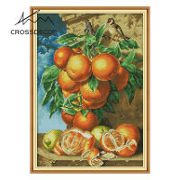 Crossdecor Cross Stitch ชุดด้วยวัสดุ Still Life พิมพ์ผ้าโรงงาน Outlet ผ้า11CT 14CT ปักชุดสำหรับผู้เริ่มต้น Craft Handmade ตกแต่งสำหรับ Sala Wall-สีส้ม