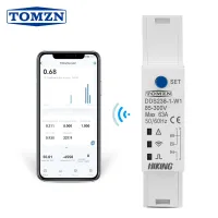 1-63A สามารถปรับ1-63A ได้18มม. 63A Wi-Fi สมาร์ทตั้งเวลาเครื่องวัดพลังงานแบบสองทิศทางหน้าจอกำลังไฟมิเตอร์ Kwh SMARTLIFE พร้อมการป้องกันแรงดันไฟฟ้าในปัจจุบัน TOMZN