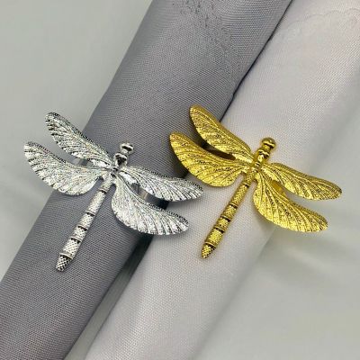 Metal Home Decoration Towels Paper Display Hotel Dragonfly Napkin Ring Napkin Buckle