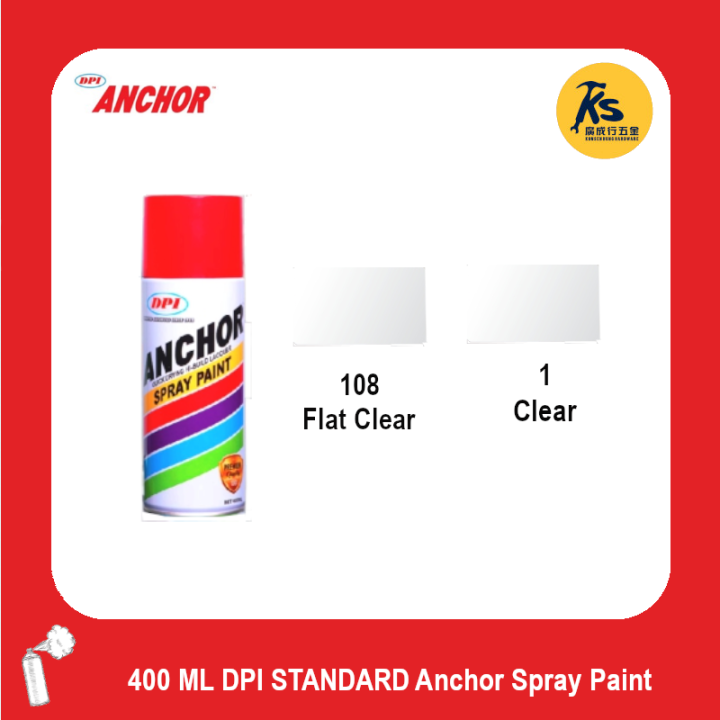 400 ML DPI STANDARD Anchor Spray Paint [ Colours 108 FLAT CLEAR 1 CLEAR ] Lazada
