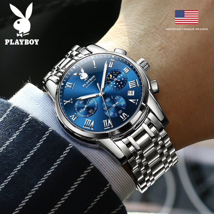 playboy-original-สีน้ำเงินนาฬิกากำหนดเองกล่องของขวัญแฟชั่นหรูเรียบง่าย