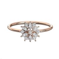 European and American classic geometric flowers zircon ring female Joker jewelry