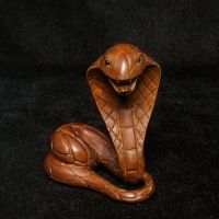 ญี่ปุ่น wood มือแกะสลักสัตว์งูรูปปั้น Netsuke ของขวัญคอลเลกชัน5.3 CM