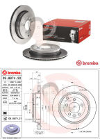 09 8874 31 จานเบรค ล้อ R (ยี่ห้อ BREMBO) รุ่น HC UV LAND ROVER Discovery III 2.7 ปี2005-2009