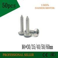 50PCS M4*30/35/40/50/60mm 304 stainless steel self-tapping screws big mushroom flat head wood bolt Nails Screws  Fasteners