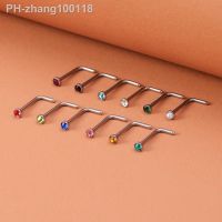 12pcs L Shape Nose Ring Crystal Nose Stud Nariz Piercing Set Stainless Steel Nostril Screw for Women Body Piercing Jewelry 20G