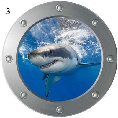 ELEGANT น่ารัก Shark Coral Fish Turtle Sea World สัตว์3D หน้าต่าง Submarine Home Decor สติ๊กเกอร์ติดผนังสำหรับ Washroom ห้องนั่งเล่น Decal Xmas