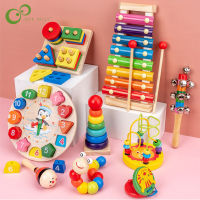 Wooden Music Rattles Toys Hammering Ball Hammer Box Children Fun Game Toy Early Learning Educational Rainbow Blocks Toys YJN