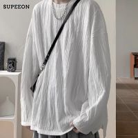 SUPEEON丨เสื้อผ้าผู้ชายจีบใหม่ระดับไฮเอนด์เสื้อยืดแขนยาวฤดูใบไม้ผลิและฤดูใบไม้ร่วงแขนยาว