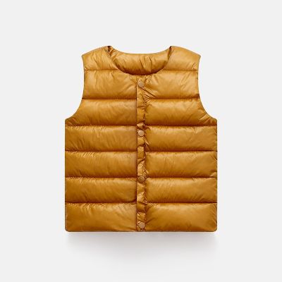 （Good baby store） 2022 Autumn and Winter New Children  39;s Clothing Down Cotton Vest Baby Cut Shoulder Inner Timid Small Vest Solid Color