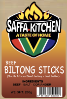 SAFFA KITCHEN Beef Biltong sticks, 200 grams บิลตอง เนื้อวัวอบแห้ง อาหารทานเล่นแอฟริกาใต้