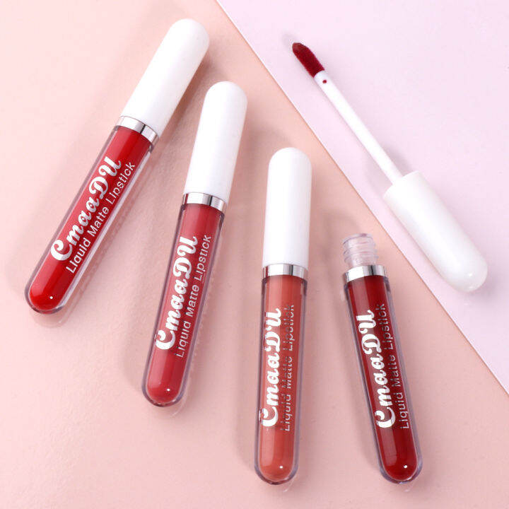 cmaadu-18สีเคลือบลิปแมทกำมะหยี่กันน้ำติดทนไม่ง่ายลิปกลอสจางหายลิปสติกแต่งหน้าเครื่องสำอางนู้ดของเหลว