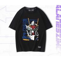 Mobile Suit Gundam Anime เสื้อยืดแขนสั้นผู้ชายแขนสั้นฤดูร้อนใหม่ผ้าฝ้ายคุณภาพสูงเสื้อยืด ลายสกรีนคมชัด เสื้อคู่