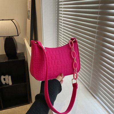 Fashion Felt Shoulder Bags for Women Womens Subaxillary Bag Design Advanced Texture Armpit Handbags Purses Crescent Saddle Bag