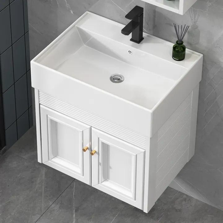Space Aluminum Narrow and Long Bathroom Basin Cabinet （mirror Doesnt Include）Integrated ...