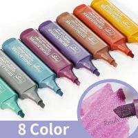 【Ready Stock】 ❁✔ C13 Morandi Highlighter Marker Water-based Pigment Single Head 8 Metallic Color Marker Pen Drawing Stationery Office School Supplies