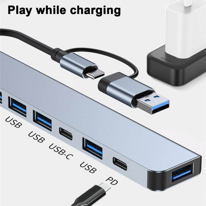 usb-c-hub-7-port-usb-splitter-stasiun-dok-usb-3-0-hub-tipe-c-ke-usb-otg-dengan-pd-sd-tf-untuk-xiaomi-macbook-pro