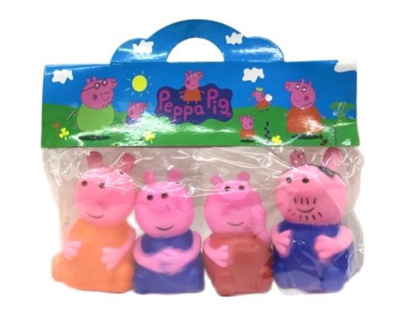 Hong's Toys Shop 4 in 1 Mini rubber Peppapig Squecky toys for children ...