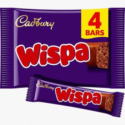 สินค้ามีจำกัด (x1) Cadbury Wispa Chocolate 4 Bars 94.8g แคทเบอร์รี่ วิสป้า ช็อกโกแลตนม 4 บาร์ 94.8กรัม