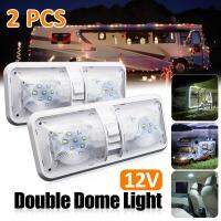 2Pcs1Pc RV LED 12V Double Dome Light with 2Pcs T10 Wedge Panels Fixture Ceiling Lamp Campers Trailer Marine Caravan Motorhomes