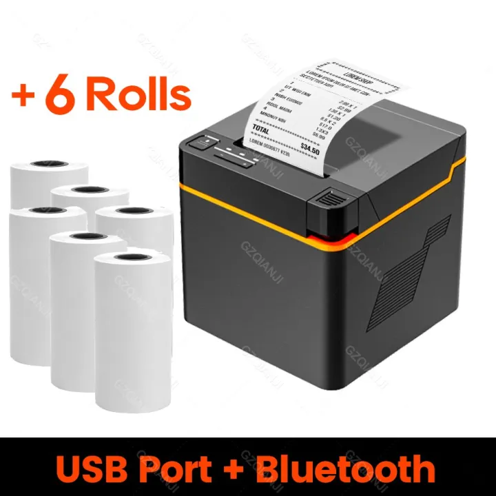 อินเตอร์เฟสบลูทูธ USB เครื่องพิมพ์ใบเสร็จรับเงินความร้อน58มม. 2นิ้วเดสก์ท็อปเครื่องพิมพ์ POS ขนาดเล็ก6กระดาษม้วนสำหรับธุรกิจขนาดเล็ก